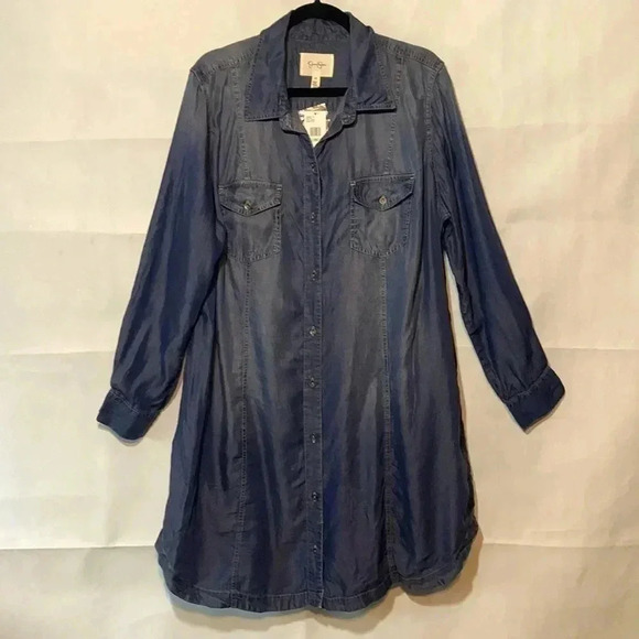 nwt JESSICA SIMPSON chambray SHIRT DRESS 1X (B) - Picture 1 of 7